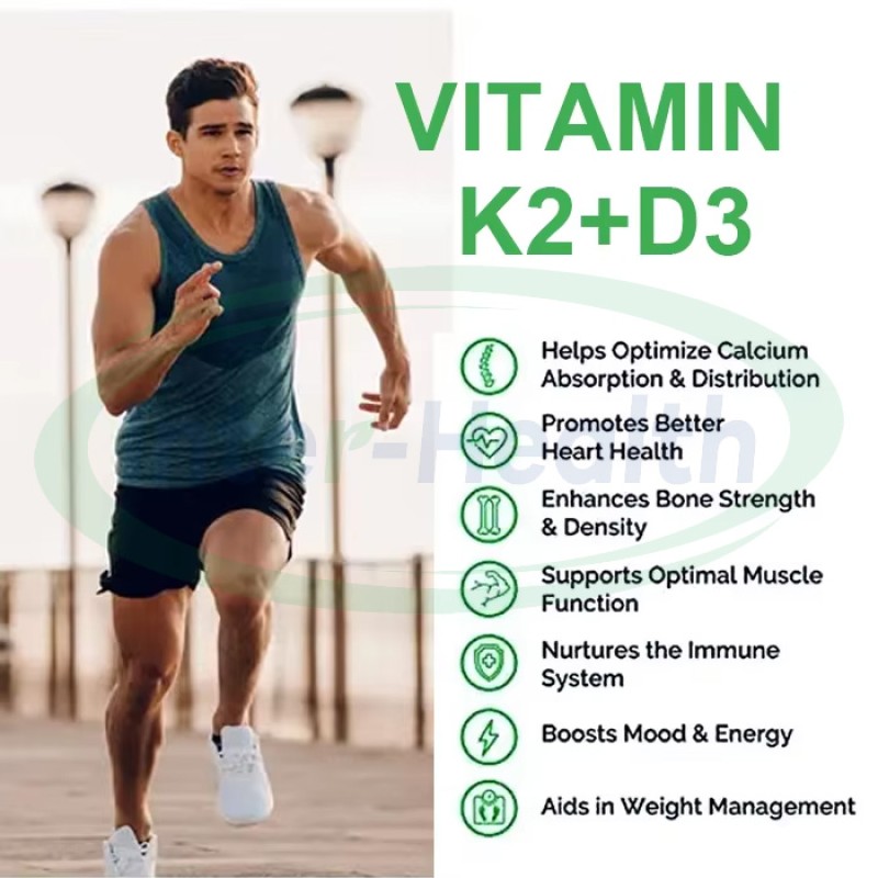 Ausreson Halal Vitamin D3 K2 Softgels MK7 Vegan Support Immune Bone Health Supplement 100000 Iu 50000iu Vitamin D3 K2 Capsules