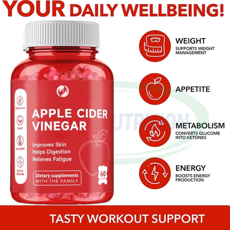Ausreson OEM Private Label Organic Keto Acv Vitamins Gummy Halal Flat Tummy Slimming Products apple Cider Vinegar Gummies