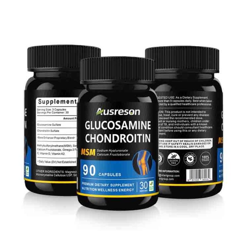 Ausreson OEM Halal Msm Capsules Glucosamine 1500 Chondroitine 800 Joint Bone Supplements Msm Glucosamine Chondroitin Capsules