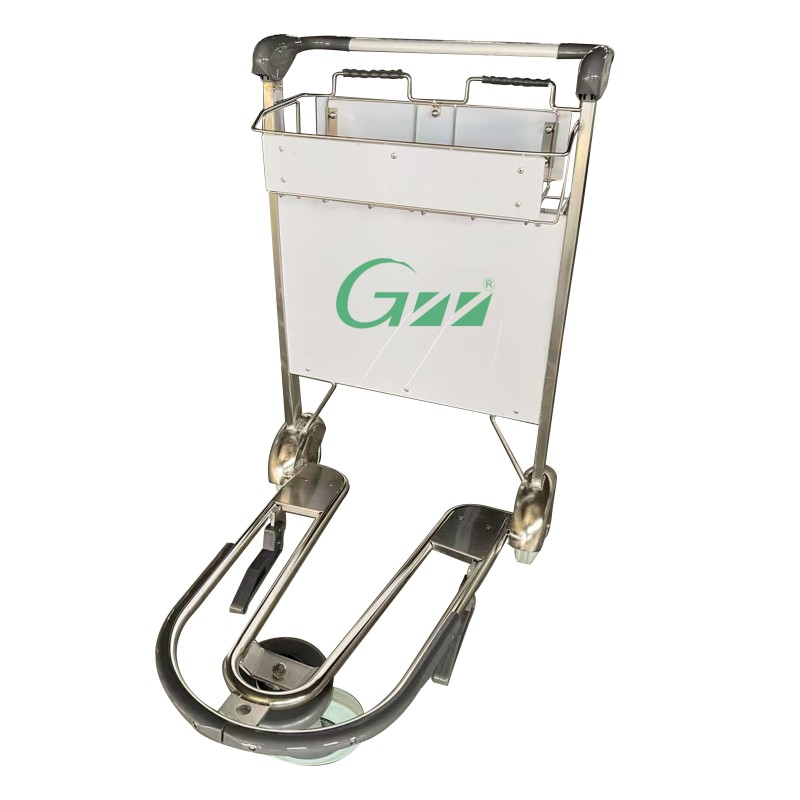 Airport Baggage Trolley Supplier - Stainless Steel 3-Wheel Hand Push