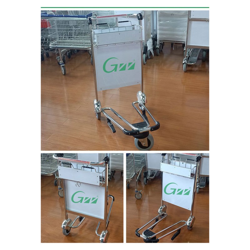 Airport Hand Cart Supplier - Stainless Steel 3-Wheel Passenger Luggage