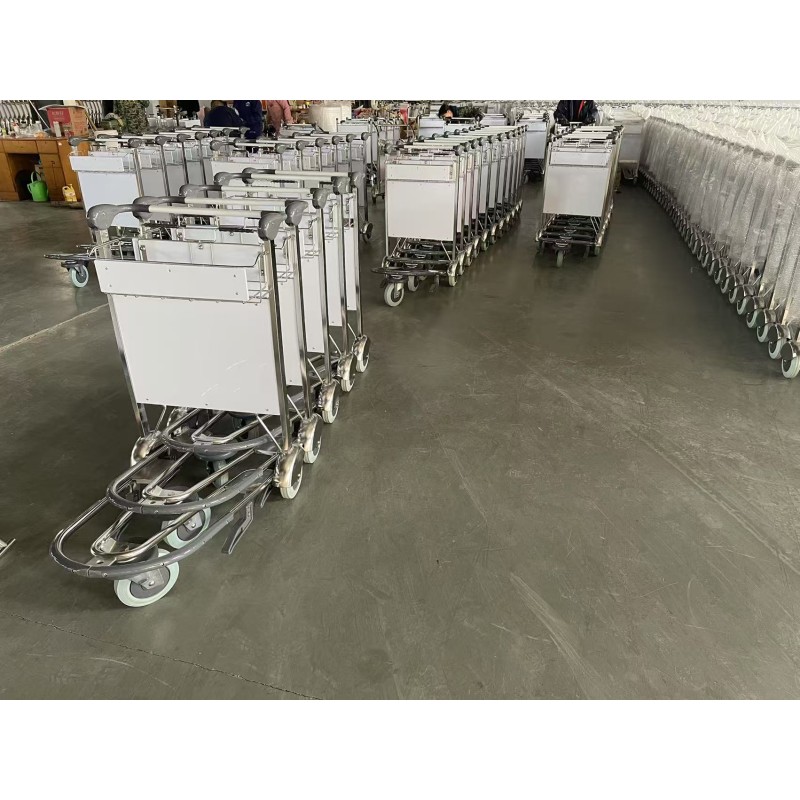 Airport Baggage Trolley Supplier - Stainless Steel 3-Wheel Hand Push