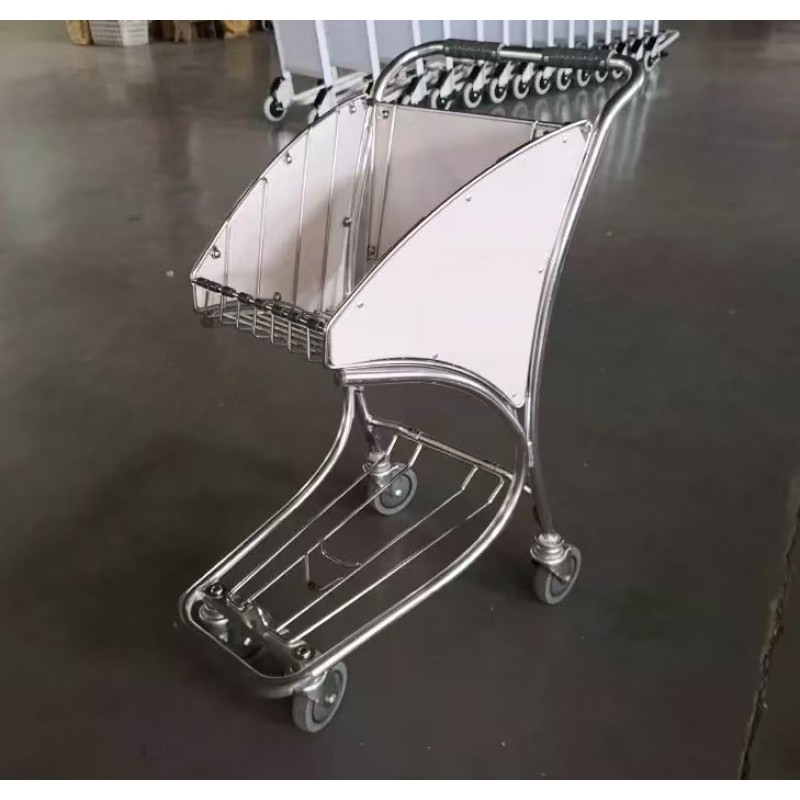 Airport Shopping Trolley Manufacturer - Four-Wheel Stainless Brake Design