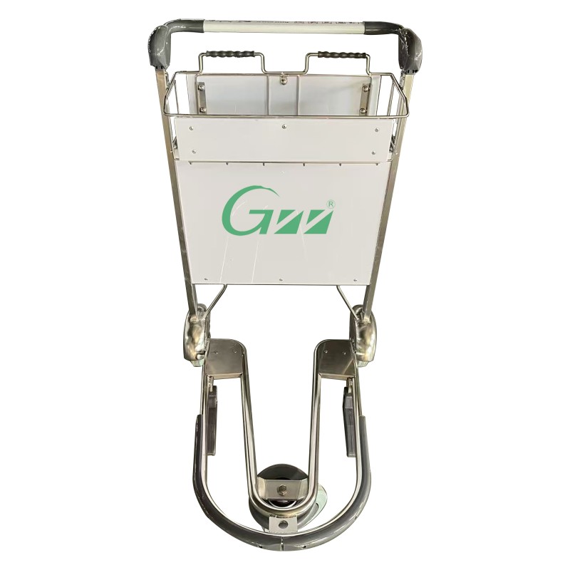 Airport Baggage Trolley Supplier - Stainless Steel 3-Wheel Hand Push