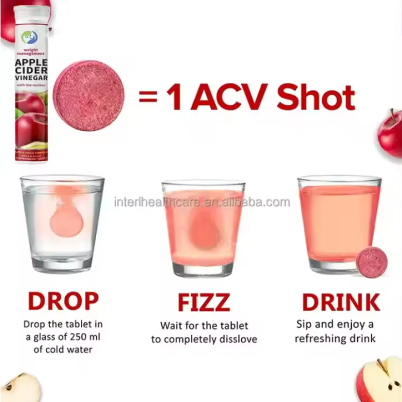 Ausreson apple Cider Vinegar Tablets Supplements Slimming Products Organic apple Cider Vinegar Effervescent Tablet