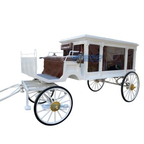 Funeral Hearse Manufacturer - White Classic Four Wheels Horse Drawn