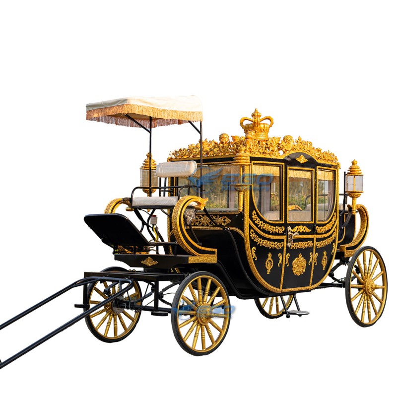 Royal Horse Carriage Factory - Luxury Black Gold Princess Carriage