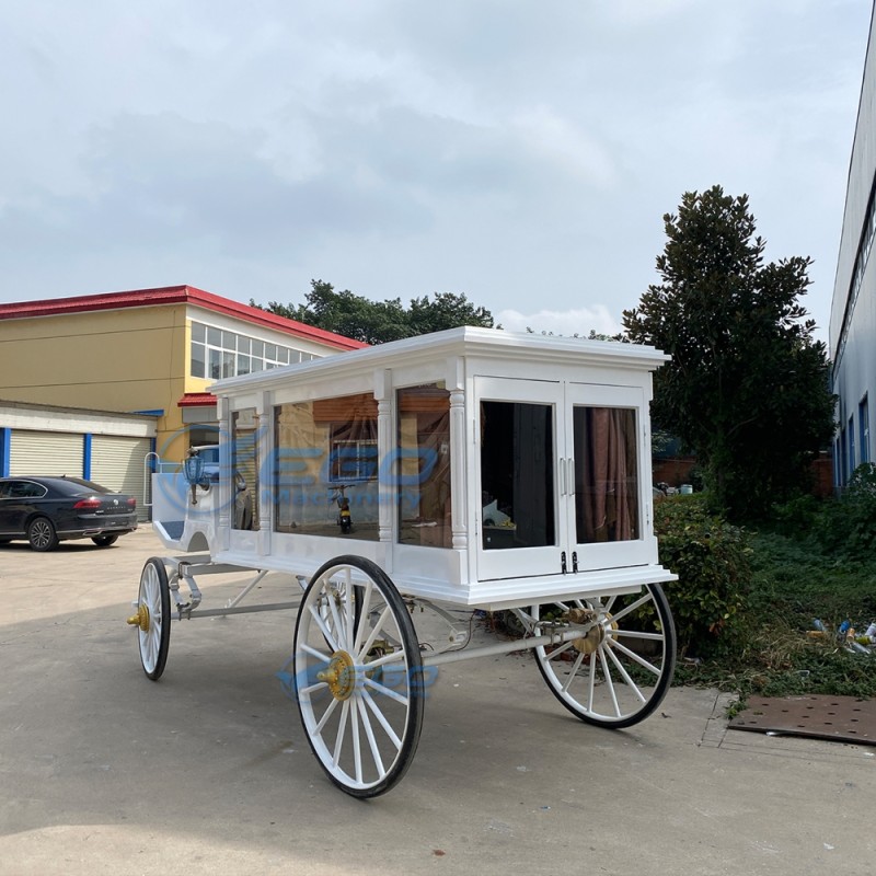 Funeral Hearse Manufacturer - White Classic Four Wheels Horse Drawn