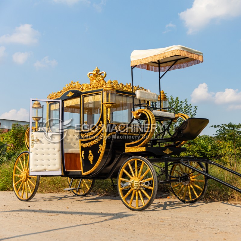 Royal Horse Carriage Factory - Luxury Black Gold Princess Carriage