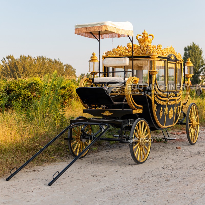 Royal Horse Carriage Factory - Luxury Black Gold Princess Carriage