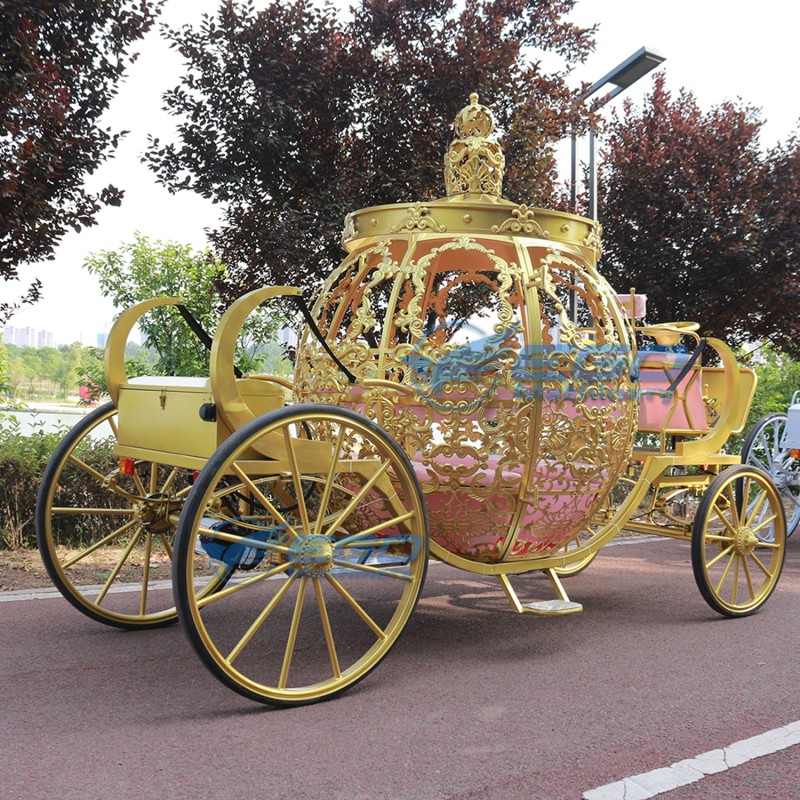 Pumpkin Carriage Manufacturer - Custom Gold Sculptured Electric Carriage