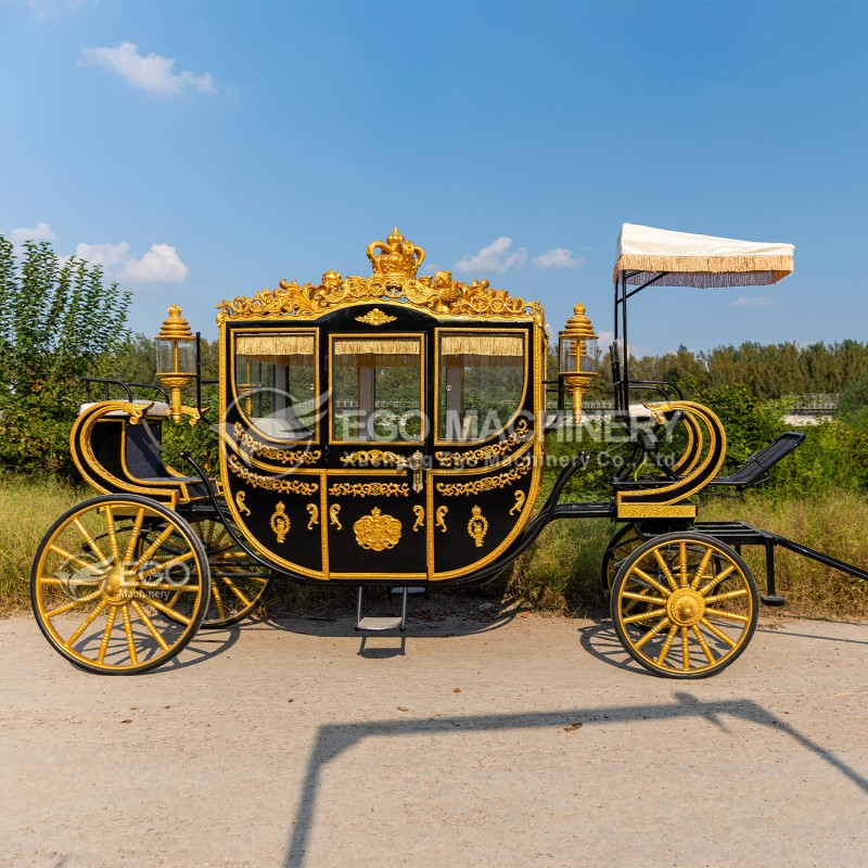 Royal Horse Carriage Factory - Luxury Black Gold Princess Carriage