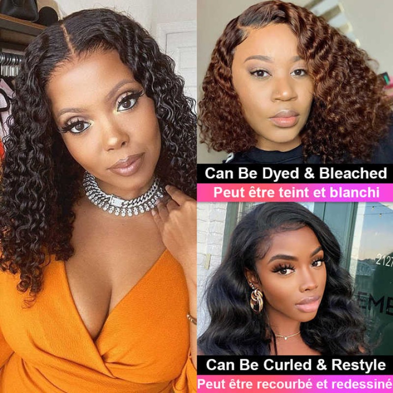 Lace Frontal Wig Manufacturer - Natural Color Raw Deep Wave Bob