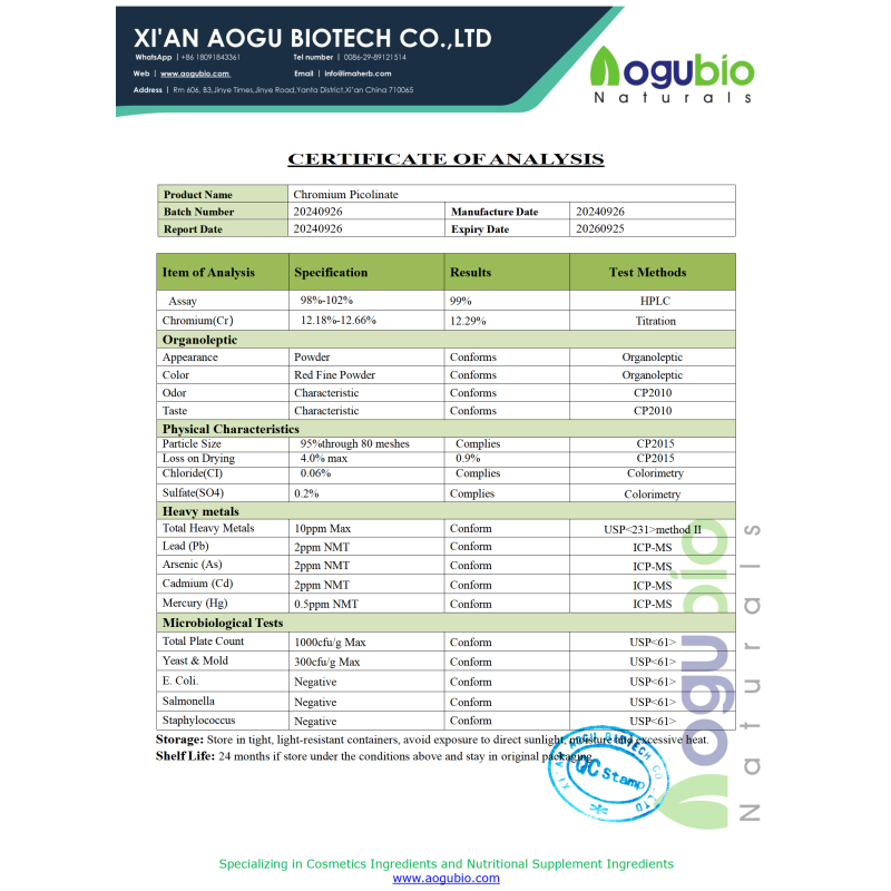 Best Price Chromium Picolinate Supplements Chromium Picolinate Powder