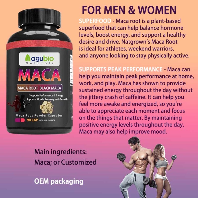 Private Label Herbal Maca Extarct Capsule Man Power Support Supplement Maca Capsules