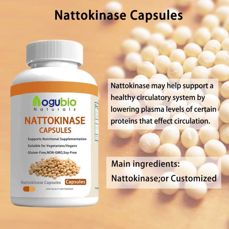 Nattokinase Supplements 2000fu Natto Extract 500mg/Cap Nattokinase Capsules