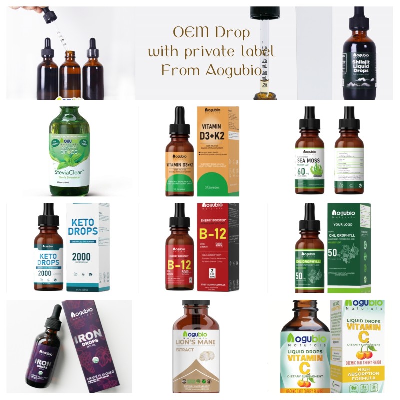 Aogubio Supply Vitamin D3 Drops Hot Sale Private Label Liquid Vitamin D3 High Quality Vitamin D3/K2 Drops