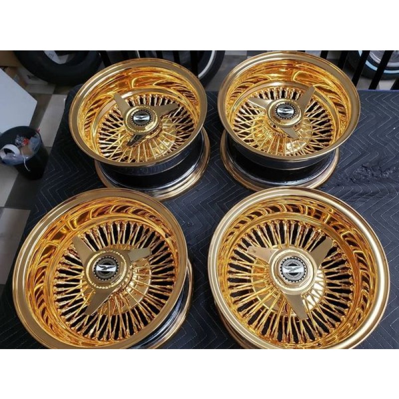 Wire Wheel Factory - 13x7 14x7 Gold Chrome Spokes