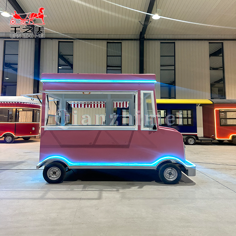 Pink Food Truck Manufacturer - Double Axle Mobile