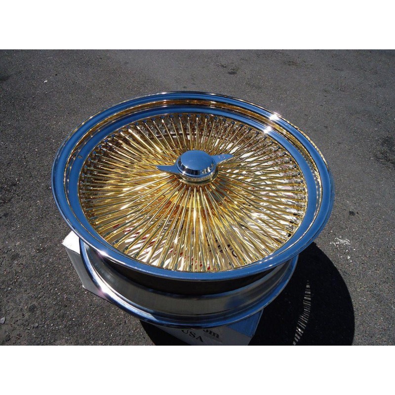 Wire Wheel Supplier - Triple Gold Chrome 100 Spokes