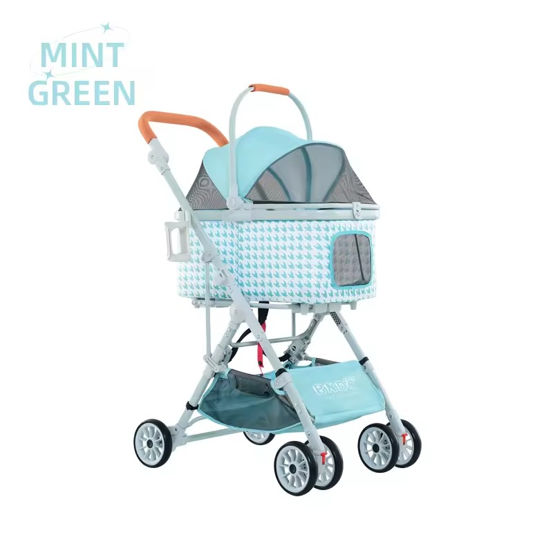Baby Trolley Manufacturer - Brown Linen Zipper Awning