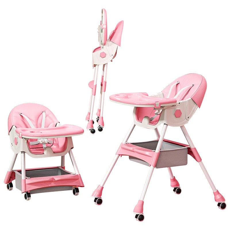 Baby High Chair Manufacturer - Silent Wheels Foldable Feeding