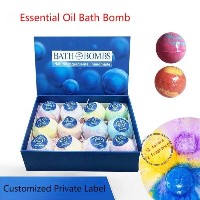 Private Label Best Selling 100% Natural 100 Gram 6 Pcs 12 Pcs Luxury Bath Bombs Organic Fizzy Bath Bomb Gift Set