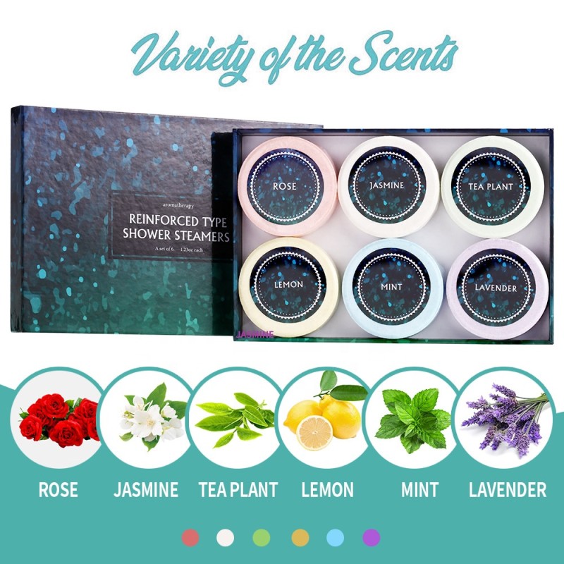 Hot Sale Valentine's Day Gift 35g 6 Pack Organic Essential Oil Aromatherapy Shower Steamers Tablets