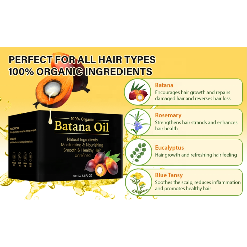 Customized Private Label Organic Hair Growth Oil Butter Improve Hair Growth 100g 100% Pure Batana Oil for Hair Growth