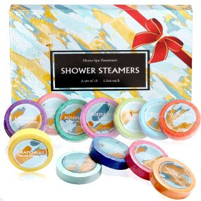 Customized Private Label 35g 12 Pack Natural Fizzes Cleverfy Shower Steamers Aromatherapy With Gift Box