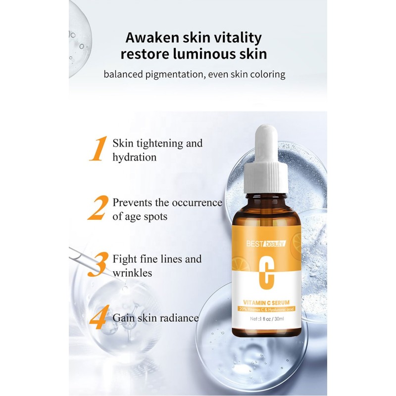 Private Label Moisturizing 95% Hyaluronic Acid Serum Anti Aging 2.5%  Serum Whitening  20% Vitamin C Serum