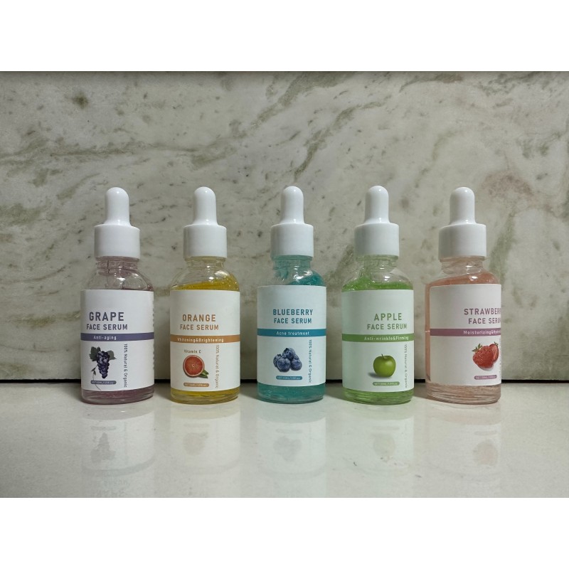 Private Label Organic 24k Gold Fruit Skin Care Serum Anti Aging Acne Treatment Whitening Vitamin C Face Serum