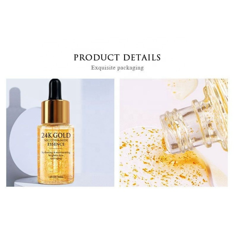 Customized Private Label Face Serum Anti-wrinkle Anti-aging Brightening Skin 30ml 24k Gold Serum