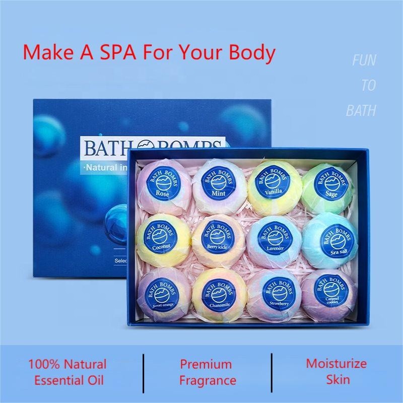 Private Label Best Selling 100% Natural 100 Gram 6 Pcs 12 Pcs Luxury Bath Bombs Organic Fizzy Bath Bomb Gift Set