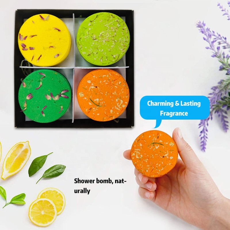 Customized Private Label 35g 12 Pack Natural Fizzes Cleverfy Shower Steamers Aromatherapy With Gift Box