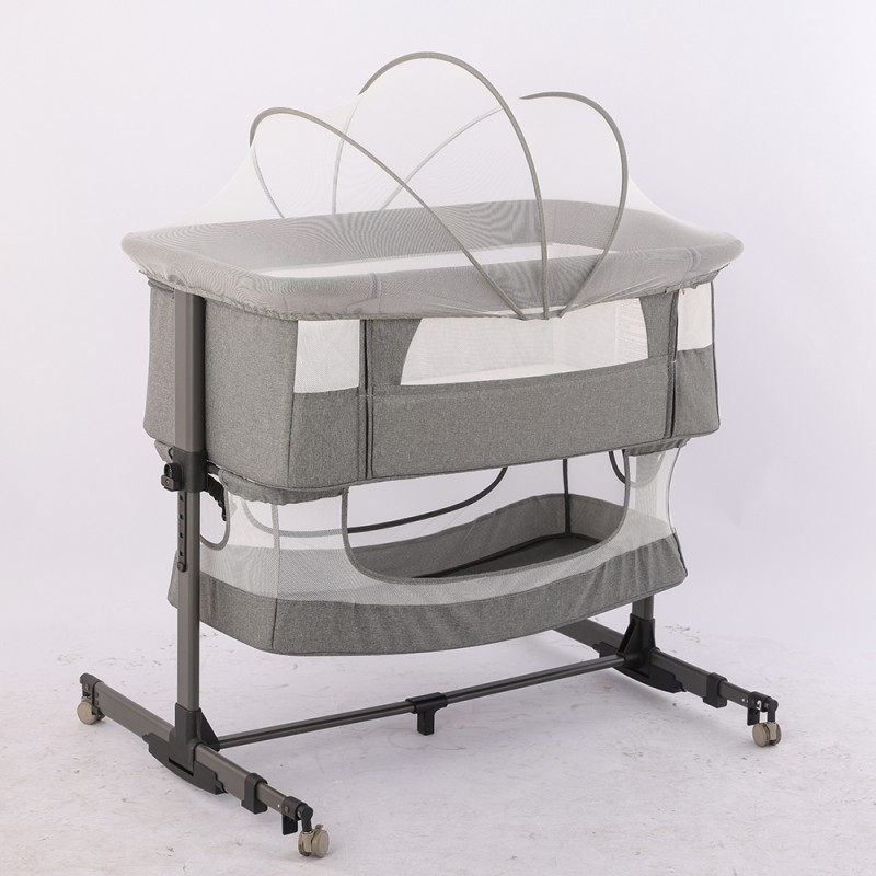 Portable Crib Manufacturer - Foldable Grey Mosquito Net