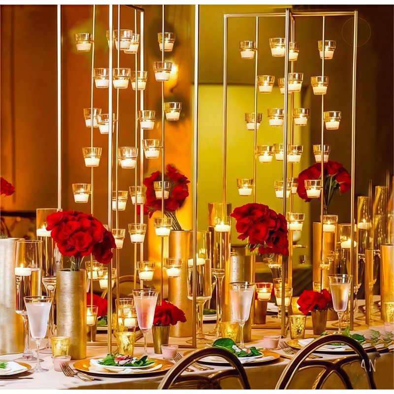 Candlestick Stand Factory - Golden Metallic Flower Stand