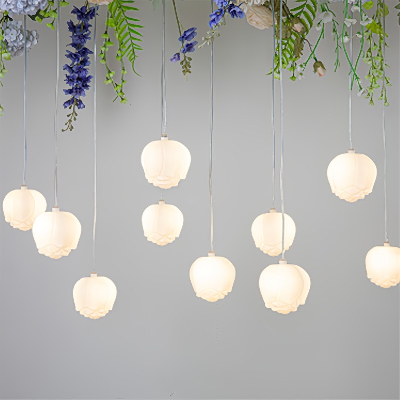 Acrylic Chandelier Factory - Milky White Bubble Lighting
