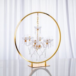 Crystal Candelabra Factory - Gold Round Chandelier Stand