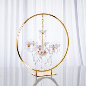 Crystal Candelabra Factory - Gold Round Chandelier Stand