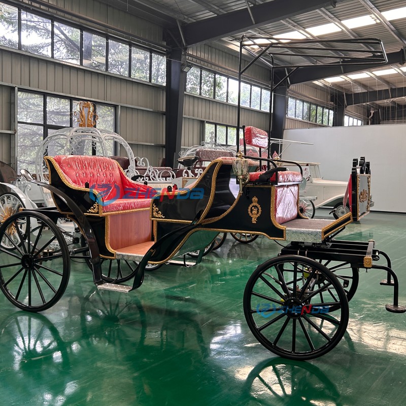 Electric Carriage Factory - Open Black Four Wheel Wedding Wagon