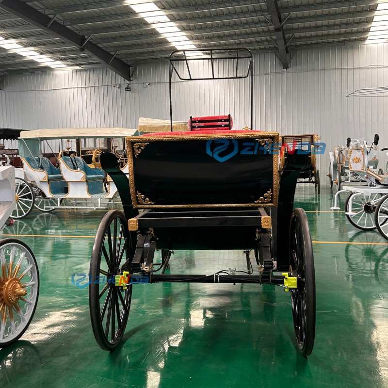 Electric Carriage Factory - Open Black Four Wheel Wedding Wagon