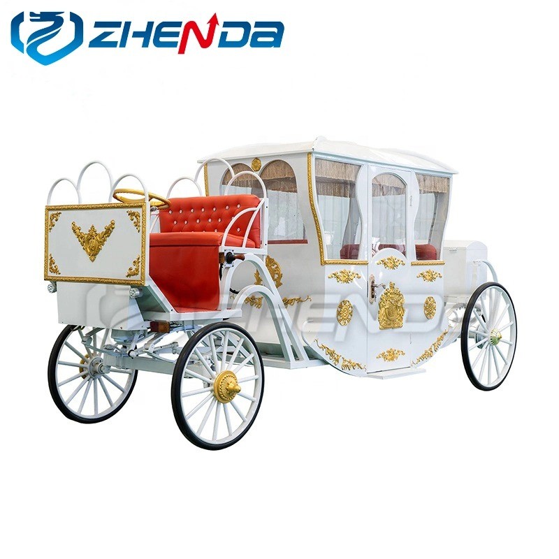 Funeral Hearse Manufacturer - Vintage Black Gold Electric Horse Drawn