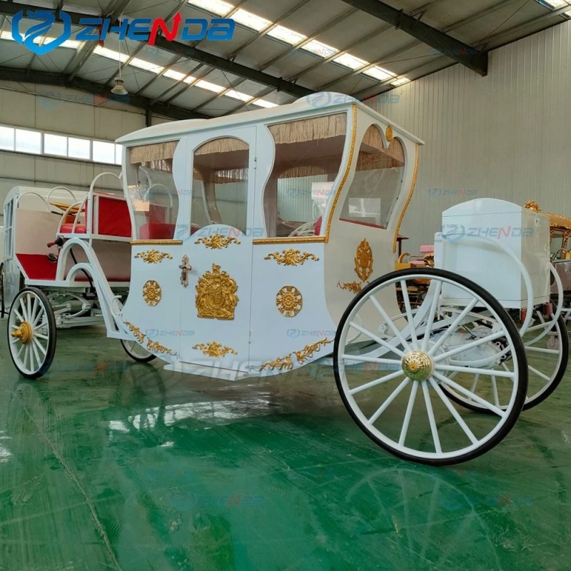 Funeral Hearse Manufacturer - Vintage Black Gold Electric Horse Drawn