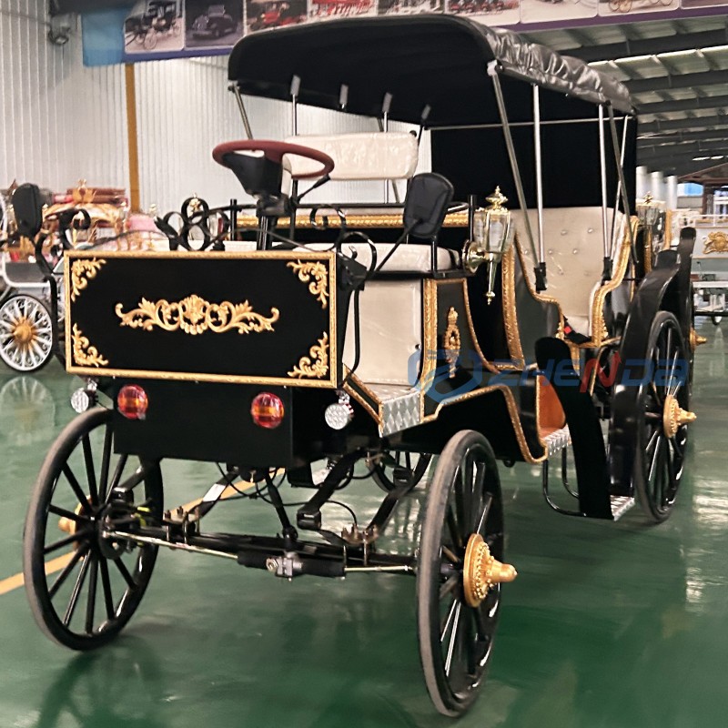 Sightseeing Carriage Factory - Black Convertible Electric Wedding Carriage
