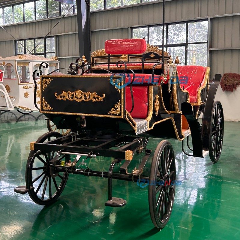 Electric Carriage Factory - Open Black Four Wheel Wedding Wagon