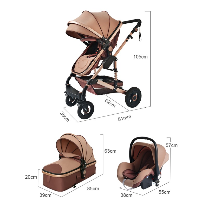 Baby Pram Factory - 3-in-1 Foldable Alloy Material