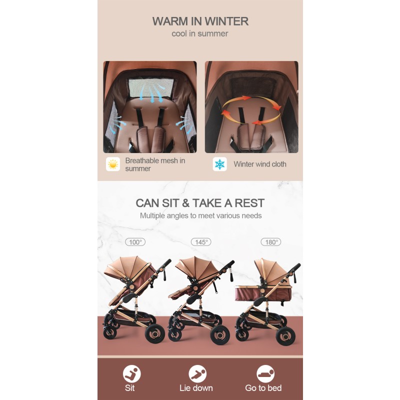 Baby Stroller Factory - 3-in-1 Luxury Pushchair Foldable