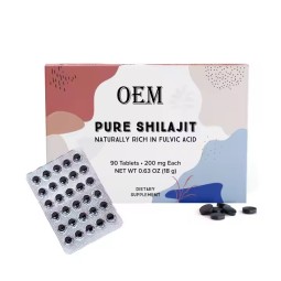 OEM/ODM Shilajit Pills Supplements With Minerals Fulvic Acid Magnesium Zinc Natural Organic Shilajit Tablets Pure Himalayan