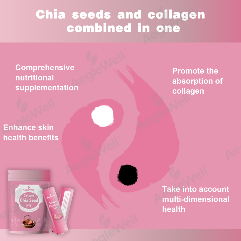 Collagen Jelly with Chia Seed  Stick Vegan Collagen Hair Skin Nails Beauty Bone Vitamins Minerals Antioxidants for Men & Women